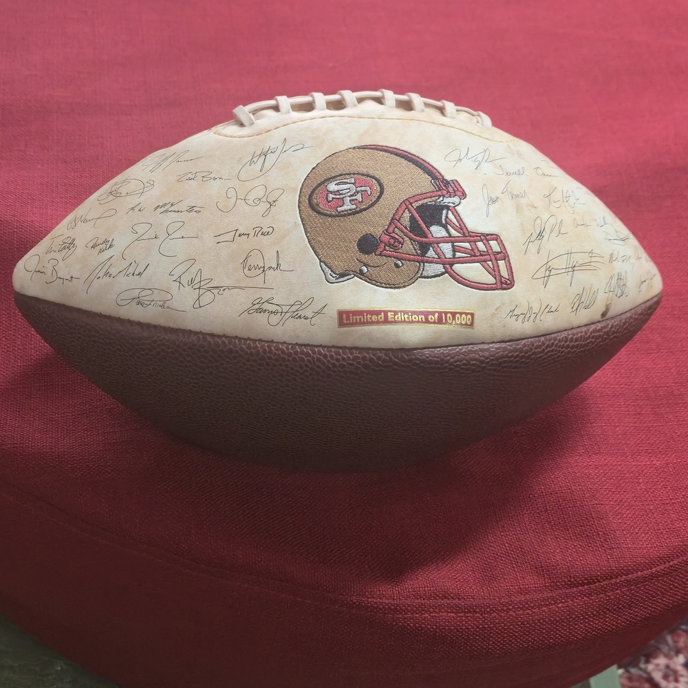 San Francisco 49ers Autographed Football - Gold and Burgundy - Picture 2 of 8